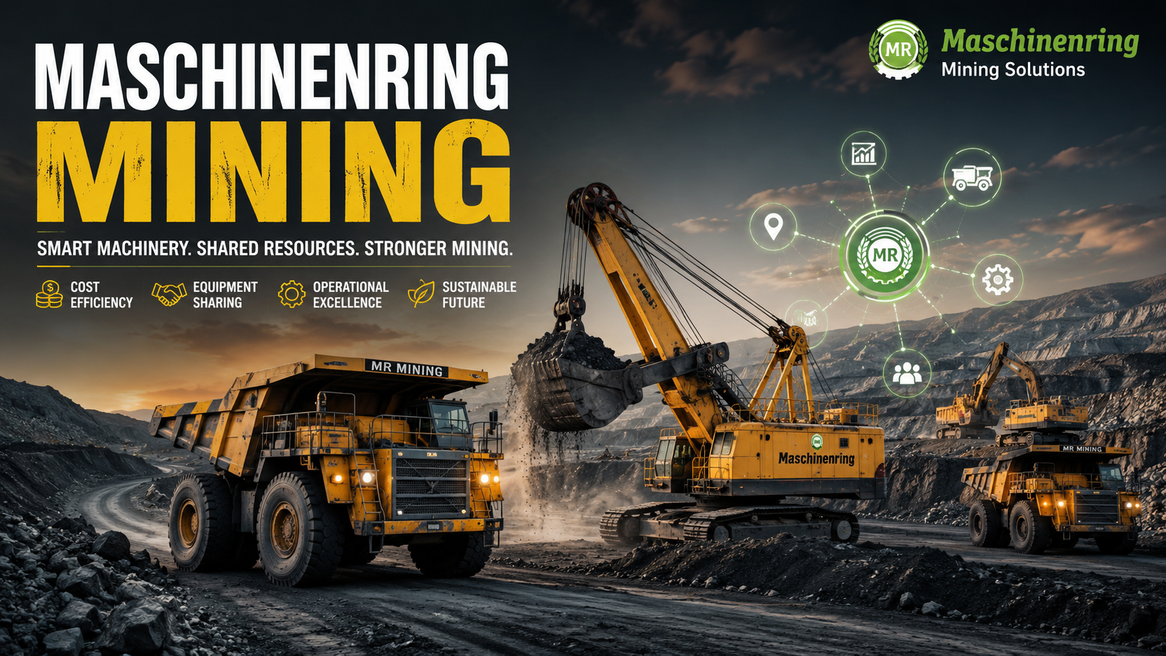 Maschinenring mining equipment working at a modern industrial mining site