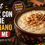 Traditional Bolivian arroz con leche served in a bowl with cinnamon topping